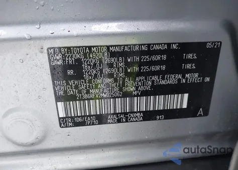 2021 Toyota Rav4 Hybrid Xle Premium from USA, damaged, VIN 2T3B6RFV2MW025062